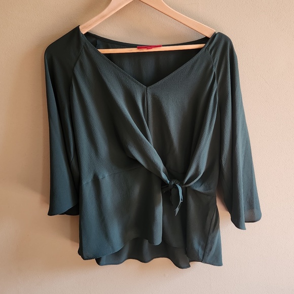 J Lo Dark Green Wrap top sz M - Picture 1 of 4